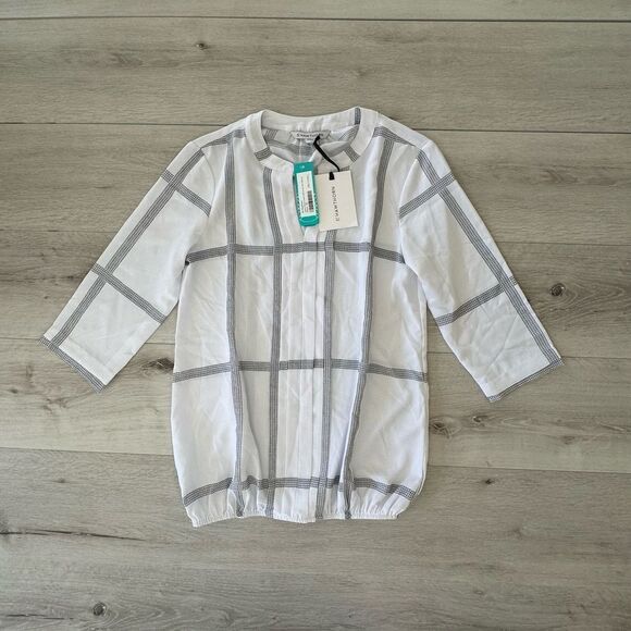 41 Hawthorn Juanis Pleat Detail Gathering Hem Blouse White STITCH FIX XS NWT - Picture 9 of 11